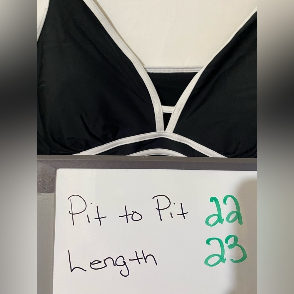 4 for $25 🍒 Christina Black & White Recycled Nylon Swim Top Tankini - Picture 4 of 4